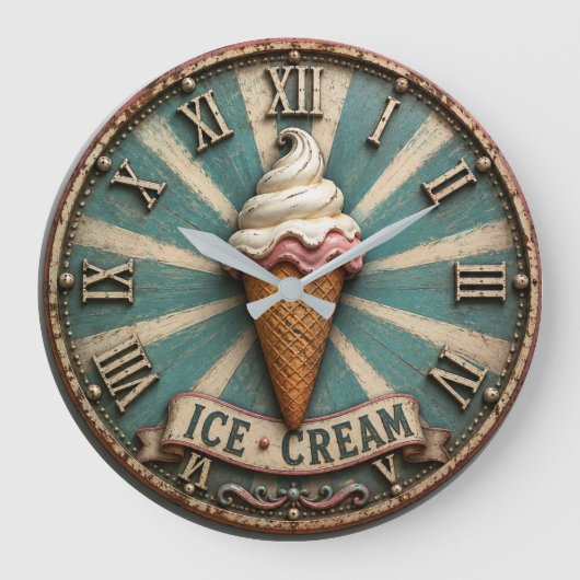 Vintage Ice Cream Farmhouse Kitchen Grote Klok (Voorkant)