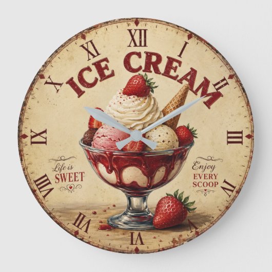 Vintage Ice Cream Grote Klok (Voorkant)