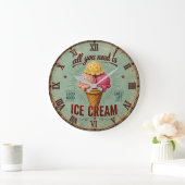 Vintage Ice Cream Retro Kitchen Grote Klok (Huis)