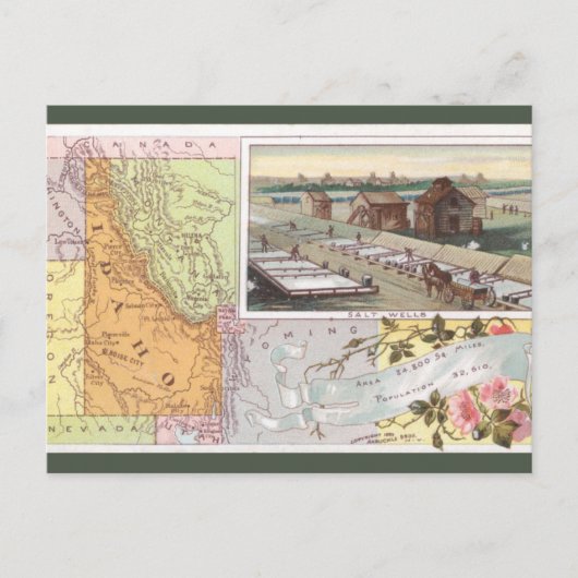 Vintage Idaho Map Briefkaart (Voorkant)