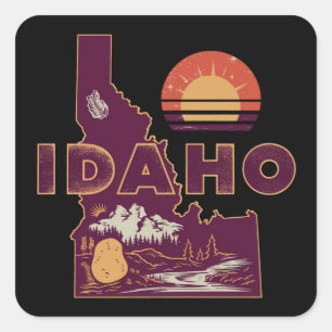 Vintage Idaho Reiskaart Retro Amerikaanse Staat Vierkante Sticker