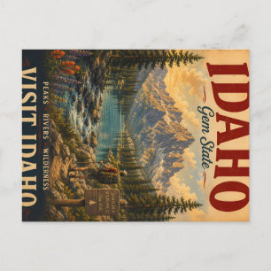 Vintage Idaho-reisposter met serene wildernis Feestdagenkaart