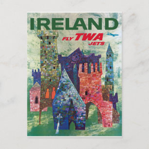 Vintage Ierland 1960 Reisposter ansichtkaart Briefkaart