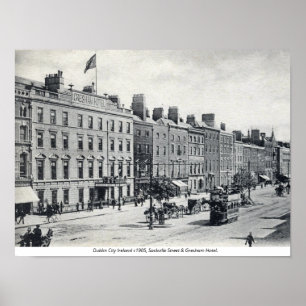 Vintage Ierland, Sackville Street 1905 Dublin Poster