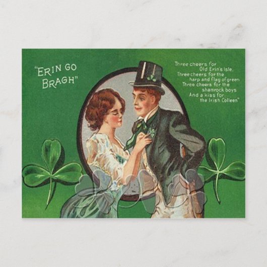 Vintage Iers koppel St. Patrick's Day kaart (Voorkant)