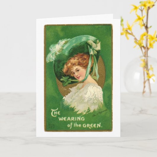 Vintage Ierse Dame Kaart (Gele Bloem)