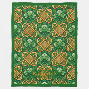 Vintage Ierse Keltische Knoop Lucky Clover Shamroc Fleece Deken