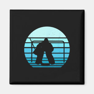 Vintage ijshockeyspeler Blauwe ijshockeyteam Retro Magneet