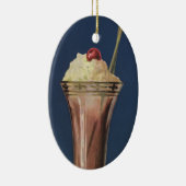 Vintage ijsmilkshake, slagroom en kers keramisch ornament (Rechts)