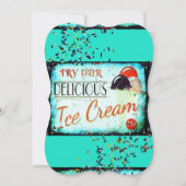 Vintage ijsparlor-bord turquoise kaart (Voorkant)