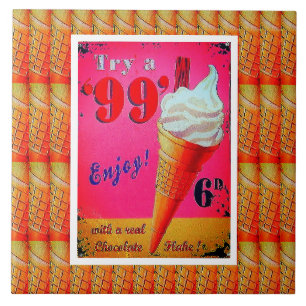 Vintage ijsparlor voor keramische tegel tegeltje