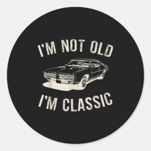 Vintage Ik ben niet oud ik ben Clic Grappige auto Ronde Sticker