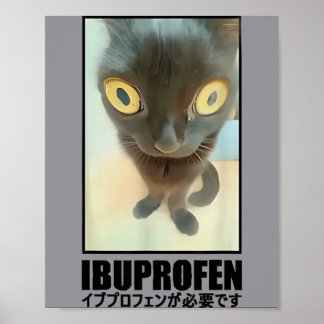 Vintage Ik heb Ibuprofen nodig Grappige kat meme J Poster