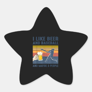 Vintage ik hou van bier en honkbal, misschien 3 me ster sticker