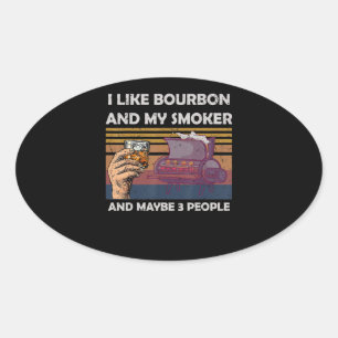 Vintage ik hou van Bourbon mijn roker 3 volkspots Ovale Sticker