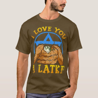 Vintage ik hou van je een Latke pun Hanukkah joods T-shirt
