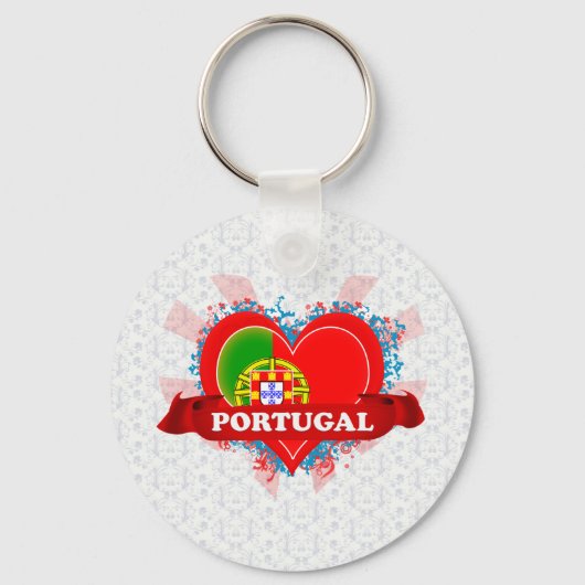 Vintage Ik hou van Portugal Sleutelhanger (Voorkant)