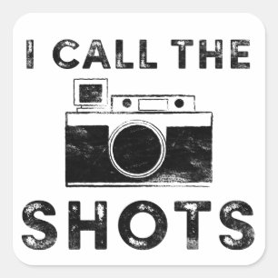 Vintage ik noem Grafisch van de Camera van Schoene Vierkante Sticker