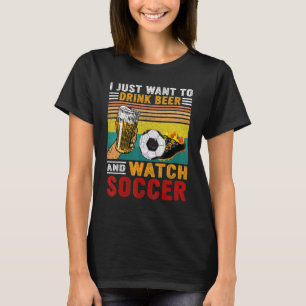 Vintage ik wil alleen bier Drinken en voetzoeker b T-shirt