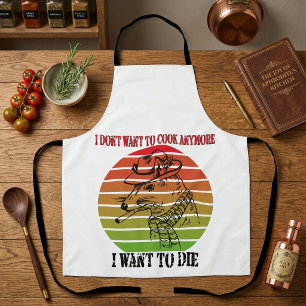 Vintage Ik Wil Niet Meer Koken Ik Wil Dood Schort