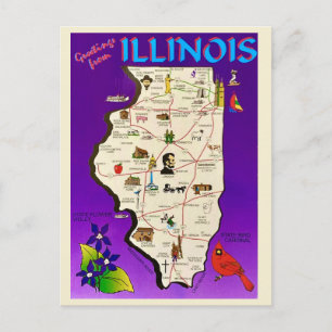 Vintage Illinois Groeten  Briefkaart