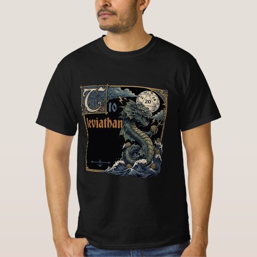 Vintage Illuminated Manuscript Leviathan DND T-shirt (Voorkant)