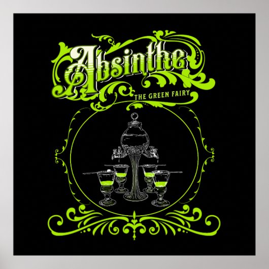 Vintage Illustrated Absinthe Set Poster (Voorkant)