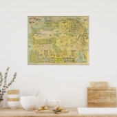 Vintage Illustrated San Francisco Map 1970 Poster (Keuken)