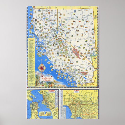 Vintage Illustrated San Francisco Map Poster (Voorkant)