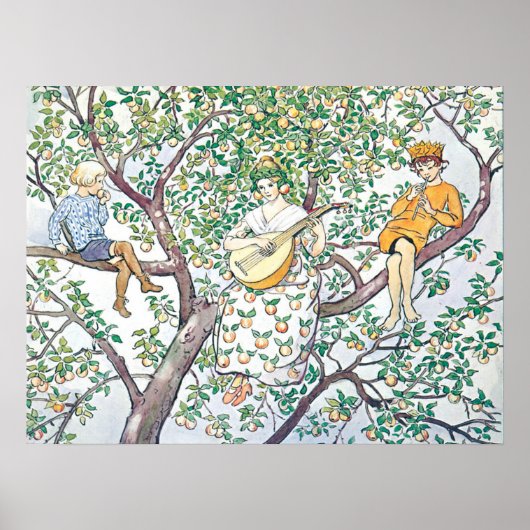 Vintage illustratie door Elsa Beskow  Poster (Voorkant)