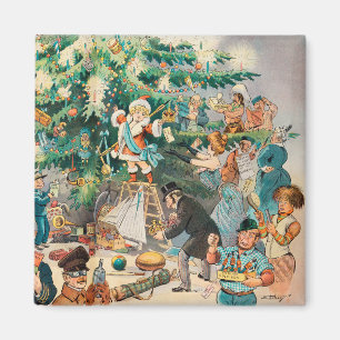 Vintage illustratie Puck's kerstboom, 1902 Magneet