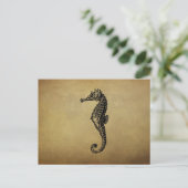 Vintage Illustratie Seahorse Briefkaart (Staand voorkant)