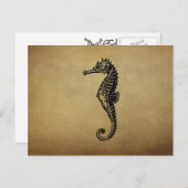 Vintage Illustratie Seahorse Briefkaart (Voorkant / Achterkant)