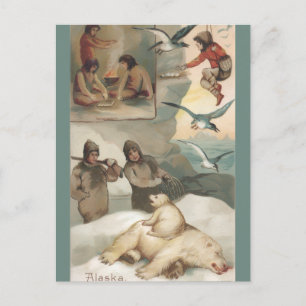 Vintage illustratie van Alaska Briefkaart