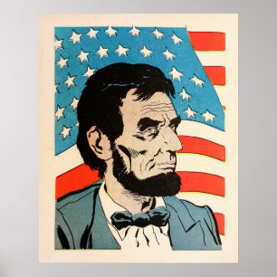 Vintage illustratie van de vlag van de VS met Abra Poster