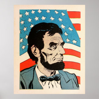 Vintage illustratie van de vlag van de VS met Abra Poster