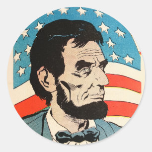 Vintage illustratie van de vlag van de VS met Abra Ronde Sticker