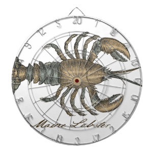 Vintage Illustratie van Kreeft: Kustdamast Dartbord