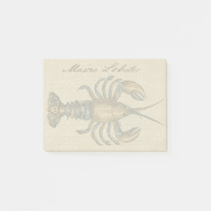 Vintage Illustratie van Kreeft: Kustdamast Post-it® Notes