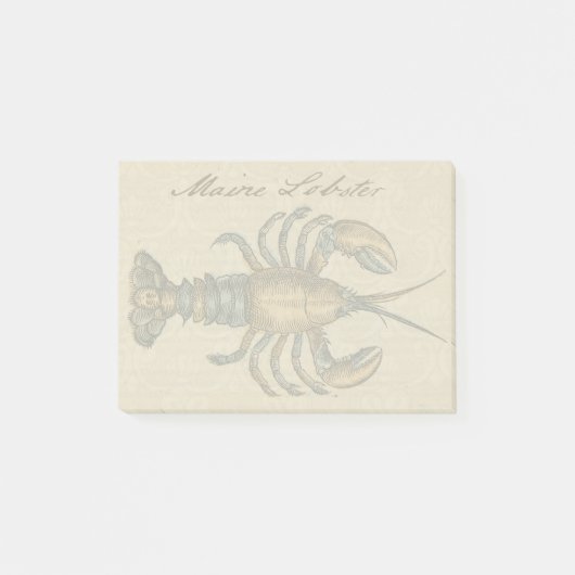 Vintage Illustratie van Kreeft: Kustdamast Post-it® Notes (Voorkant)