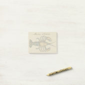 Vintage Illustratie van Kreeft: Kustdamast Post-it® Notes (Op bureau)