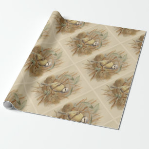Vintage illustratie van pimpelmees cadeaupapier