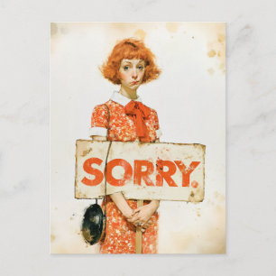 Vintage Illustratie van Verontschuldigend Portret Briefkaart