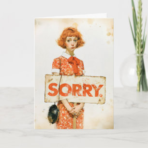 Vintage Illustratie van Verontschuldigend Portret Kaart