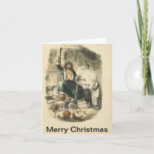 Vintage Illustraties van Kerstmis Carol Feestdagen Kaart