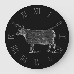 VINTAGE ILLUSTRATION Cow blanket Roman Numerals B Grote Klok