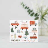 Vintage Illustration Merry Christmas Holiday Briefkaart (Staand voorkant)