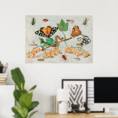 Vintage illustration of butterflies on berries poster (Thuiskantoor)