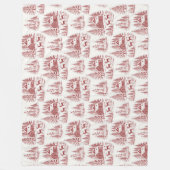 Vintage Illustration Reindeer and Houses Winter Fleece Deken (Voorkant)