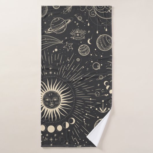 Vintage illustration set of moon phases. Different Badhanddoek (Badhanddoek)